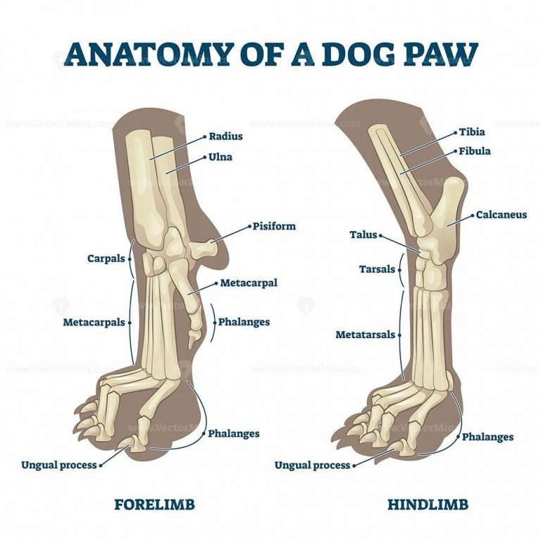 dog anatomy of nail and leg (โครงสร้างของนิ้วและเล็บเท้าสุนัข)